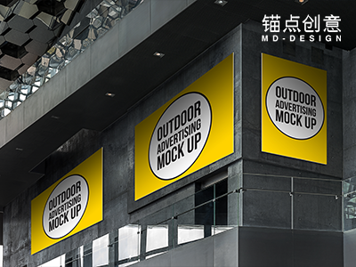 户外街头风广告样机巨幅海报展板样机