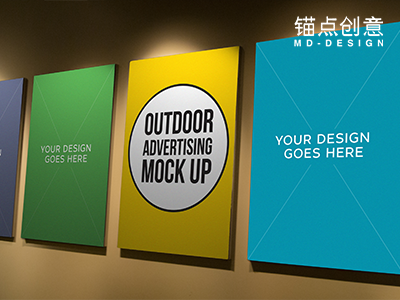 街头户外风广告样机海报展示场景油画展示展板样机