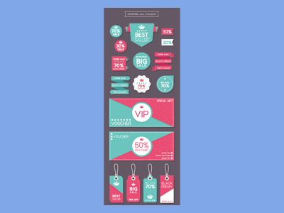 店铺店面促销优惠券折扣周年庆VIP领券打折满减标签设计矢量素材AI格式