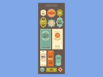 店铺店面促销优惠券折扣周年庆VIP领券打折满减标签设计矢量素材AI格式
