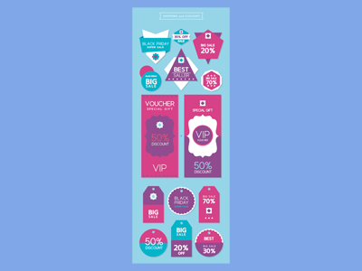 店铺店面促销优惠券折扣周年庆VIP领券打折满减标签设计矢量素材AI格式