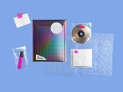 透明塑料膜CD磁带光盘金属气泡袋海报做旧标签褶皱包装碎纸片纸张样机