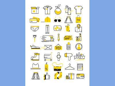 四十套衣服和购物矢量图标,ai,eps,psd格式