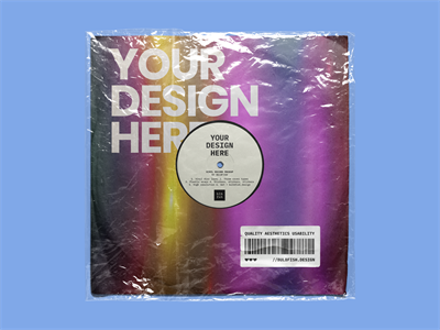 复古黑胶唱片光碟光盘塑料包装设计标签贴纸样机