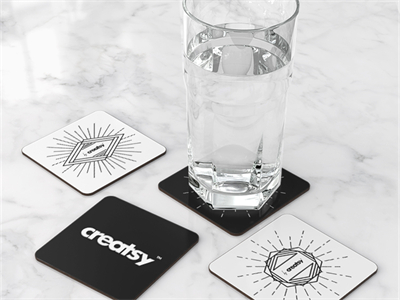 咖啡垫方形杯垫品牌延展VI展示效果图场景模板PS智能贴图样机素材