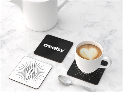 咖啡垫方形杯垫品牌延展VI展示效果图场景模板PS智能贴图样机素材