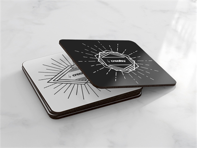 咖啡垫方形杯垫品牌延展VI展示效果图场景模板PS智能贴图样机素材