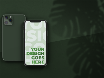 iphone 11 Pro模型正面手机背面效果图UI平铺展示PSD智能贴图样机