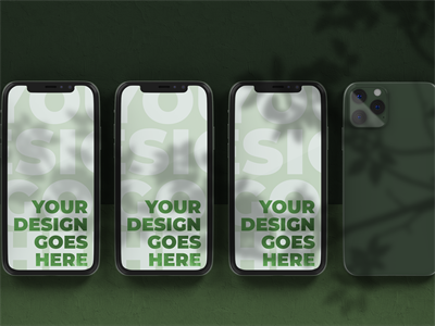 iphone 11 Pro模型正面手机背面效果图UI平铺展示PSD智能贴图样机