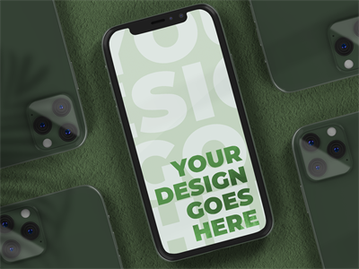 iphone 11 Pro模型正面手机背面效果图UI平铺展示PSD智能贴图样机