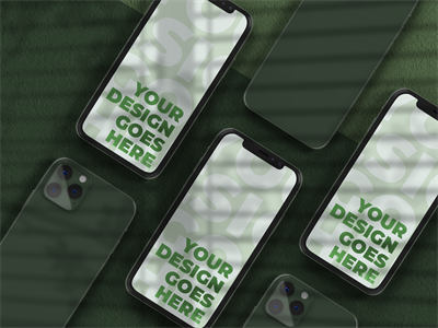 iphone 11 Pro模型正面手机背面效果图UI平铺展示PSD智能贴图样机