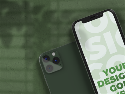 iphone 11 Pro模型正面手机背面效果图UI平铺展示PSD智能贴图样机