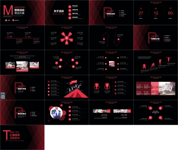 高级感潮酷新媒体商务活动策划工作总结项目汇报素材ppt模版