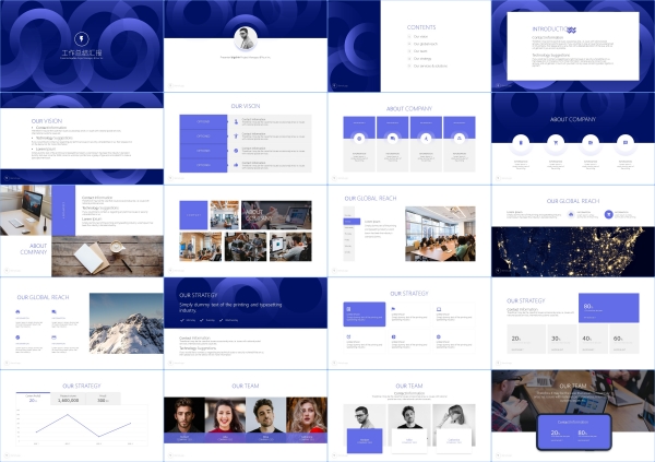 高级感蓝色简约商务公司述职报告计划工作总结汇报ppt模版