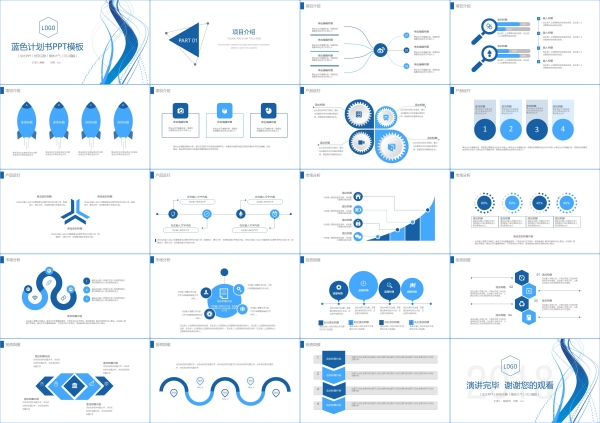 高级感蓝色简约商务公司述职报告计划工作总结汇报ppt模版