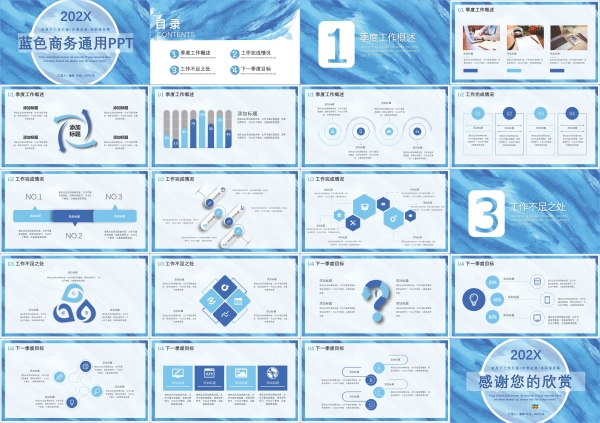 高级感蓝色简约商务公司述职报告计划工作总结汇报ppt模版