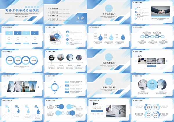 高级感蓝色简约商务公司述职报告计划工作总结汇报ppt模版