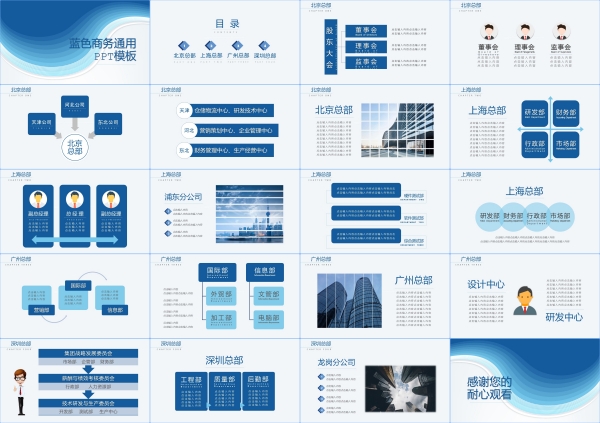 高级感蓝色简约商务公司述职报告计划工作总结汇报ppt模版