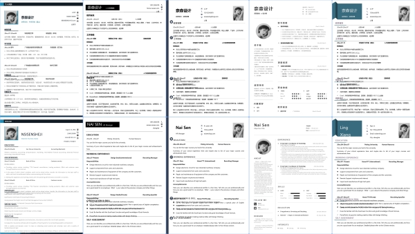 中英文对照简历5套