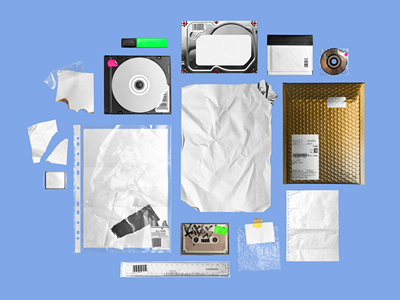 透明塑料膜CD磁带光盘金属气泡袋海报做旧标签褶皱包装碎纸片纸张样机