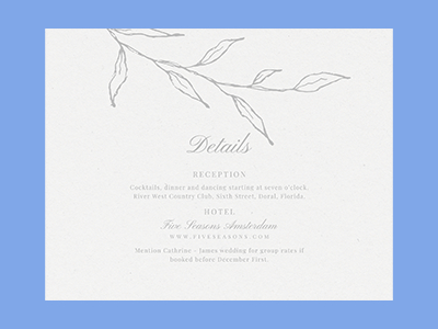 优雅手绘花卉图案高档浪漫婚礼主题邀请函贺卡