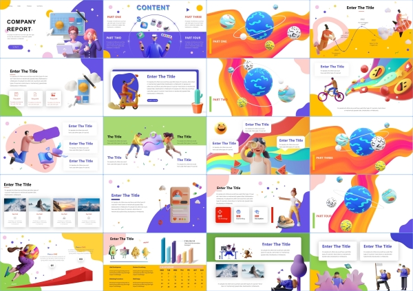 可爱卡通PPT模板插画幼儿园儿童教育教学工作汇报课件演讲素材