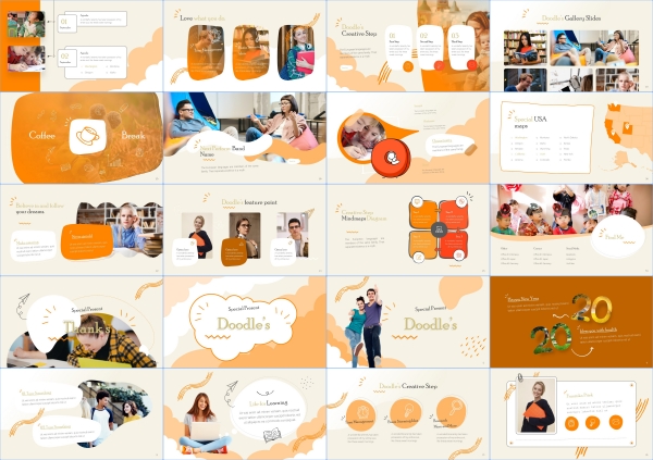 可爱卡通PPT模板插画幼儿园儿童教育教学工作汇报课件演讲素材