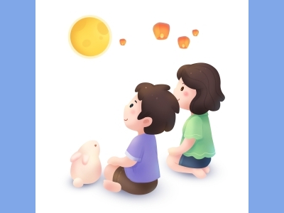 中秋节插画手绘psd格式素材