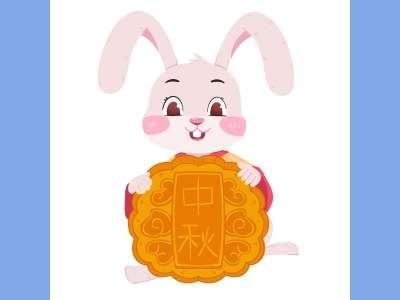 中秋节插画手绘psd格式素材兔子