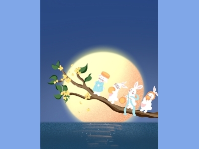 中秋节插画手绘psd格式素材