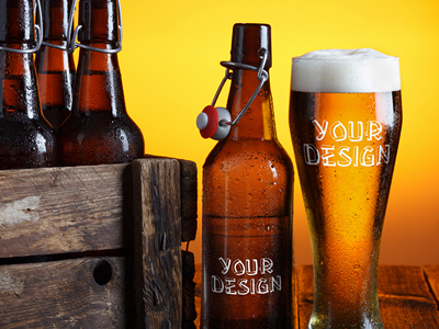 啤酒瓶酒杯啤酒包装样机