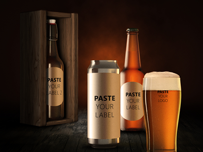 啤酒瓶酒杯啤酒包装样机