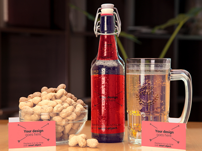 啤酒瓶酒杯啤酒包装样机