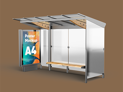 VI样机户外广告公交站台样机