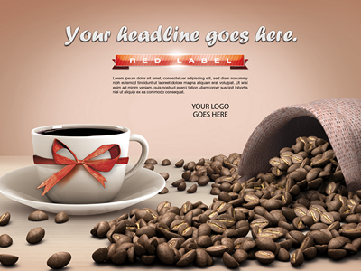 咖啡杯咖啡包装咖啡豆样机