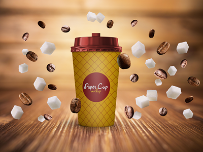 咖啡杯咖啡包装样机咖啡豆方糖