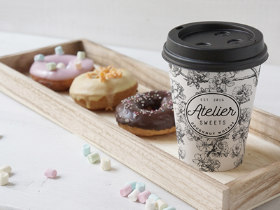甜甜圈甜品咖啡杯包装样机