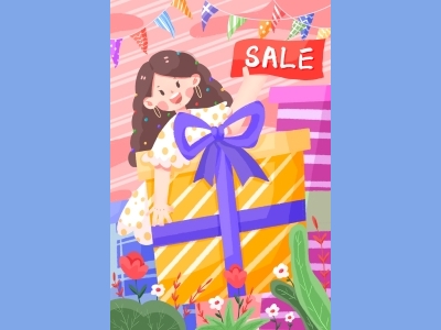 淘宝电商618海报插画psd素材