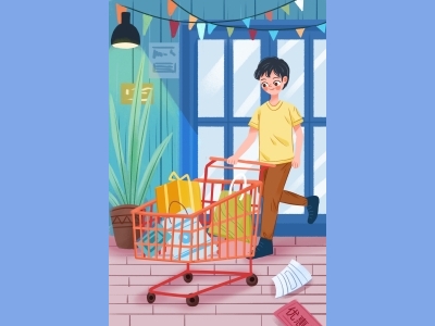 淘宝电商618海报插画psd素材