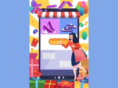 淘宝电商618海报插画psd素材