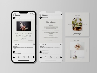 Ins风社交媒体手机屏幕APP界面UI广告展示样机智能贴图PS设计素材