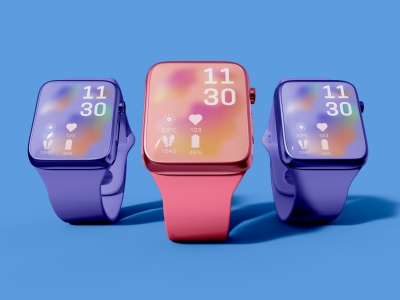 多款式智能手表屏幕设备UI界面展示场景样机智能贴图PSD设计素材