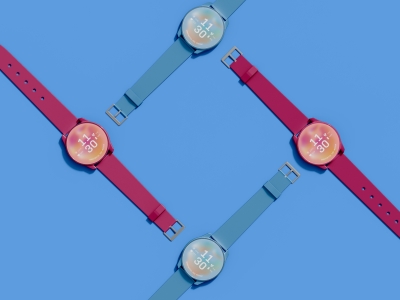 多款式智能手表屏幕设备UI界面展示场景样机智能贴图PSD设计素材