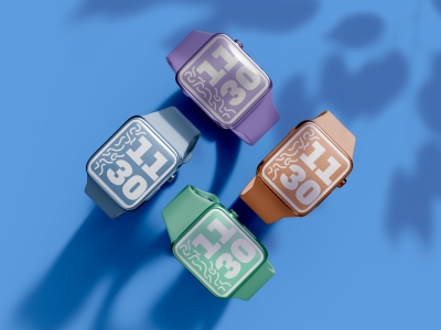 多款式智能手表屏幕设备UI界面展示场景样机智能贴图PSD设计素材