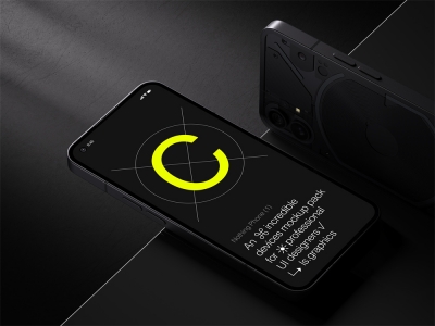 潮牌安卓手机打孔屏幕UI界面设计APP展示样机智能贴图PSD，sketch，fig模板素材