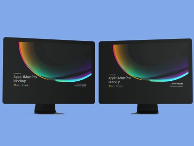 电脑网页展示效果图iMac贴图样机办公场景设计素材智能对象UI演示