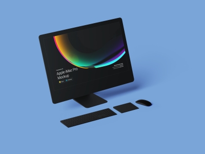 电脑网页展示效果图iMac贴图样机办公场景设计素材智能对象UI演示
