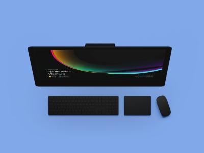电脑网页展示效果图iMac贴图样机办公场景设计素材智能对象UI演示