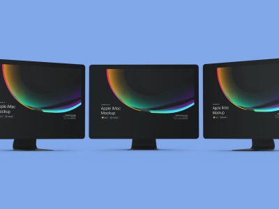电脑网页展示效果图iMac贴图样机办公场景设计素材智能对象UI演示