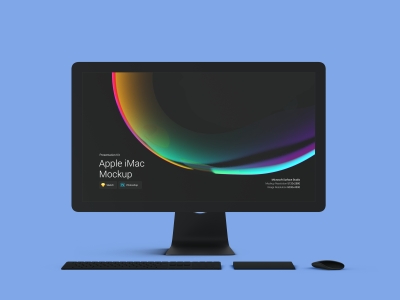 电脑网页展示效果图iMac贴图样机办公场景设计素材智能对象UI演示
